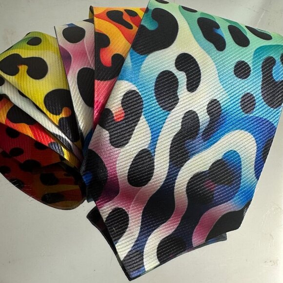 Tie Trippy Cheetah Leopard Rainbow Necktie Hippie Psychedelic Tie Dye Rave Gift - Picture 8 of 11